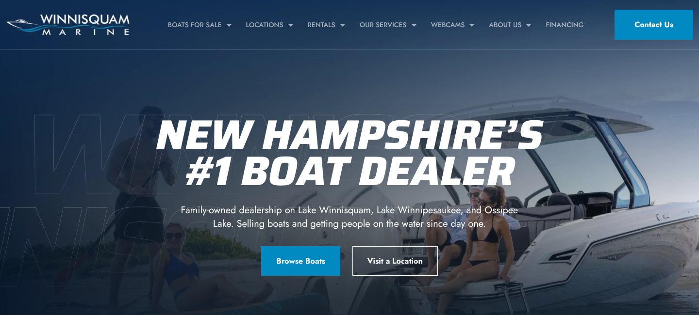 Winnisquam Marine website built on Moto Marine Digital